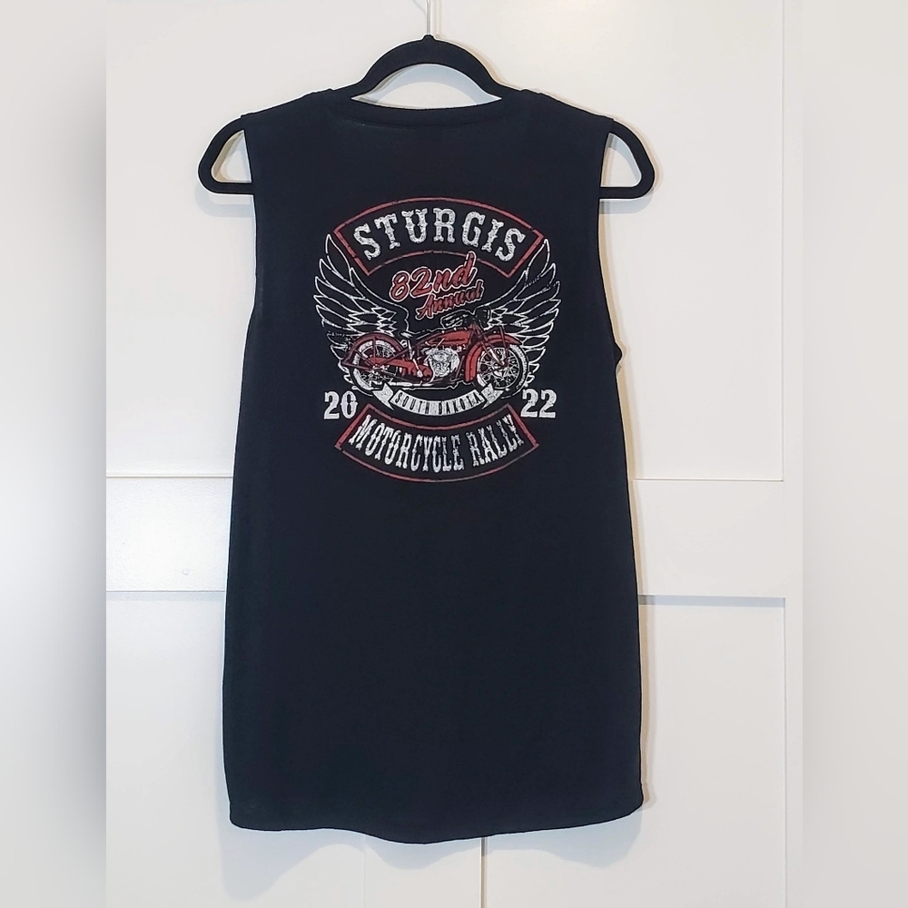 Sturgis 2022 Womens Size Large Motorcycle Rally Tank Top Black Semi Sheer